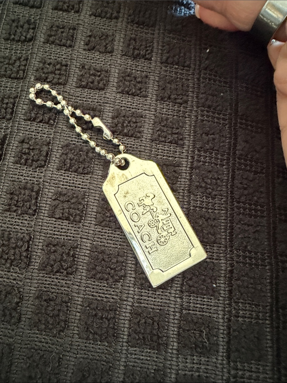 Coach Silver-Tone Horse & Carriage Tag Keychain